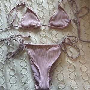 Pacsun Pink Ribbed Bikini Set